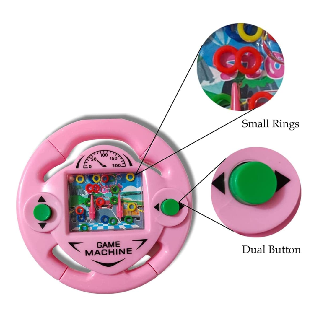 (Random Color, 1 pcs) Handheld Water Ring Game Steering Shape – 2 Push Button Fun Toy for Kids
