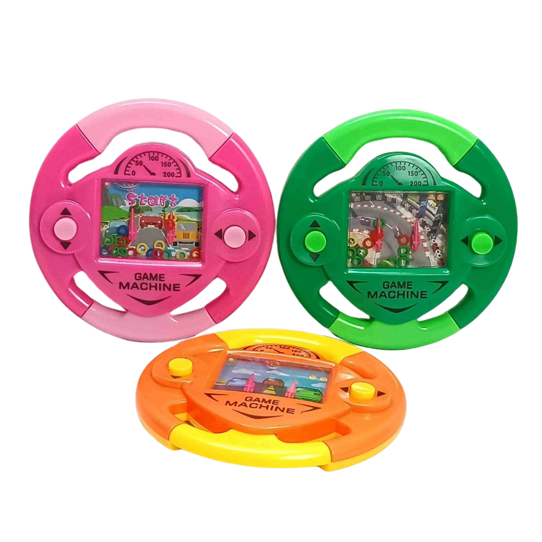 (Random Color, 1 pcs) Handheld Water Ring Game Steering Shape – 2 Push Button Fun Toy for Kids