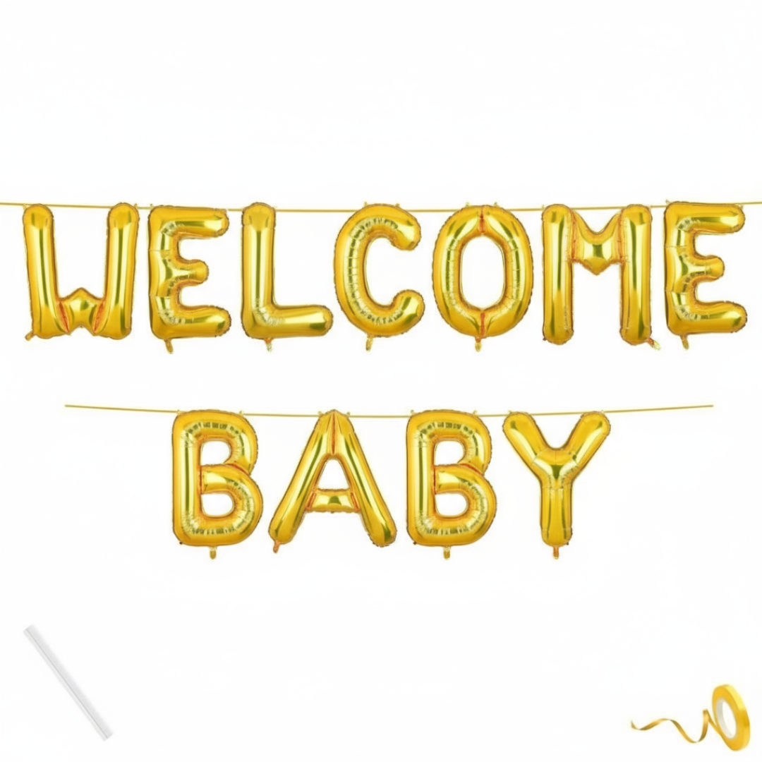 Welcome Baby Banner Golden for Boy Girl | Party Home Decoration