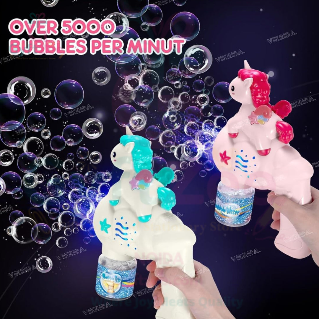 (1 pcs, random color) Unicorn Bubble Gun With 1 Bottle Bubble Refill Solution