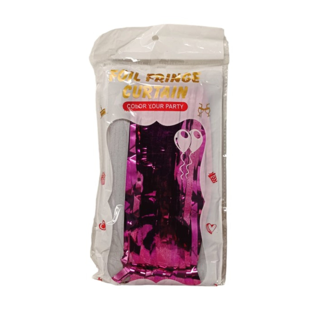 Curtain - Dark Pink Color Foil Fringe Curtain (3 Feet X 6 Feet) (1 Piece)