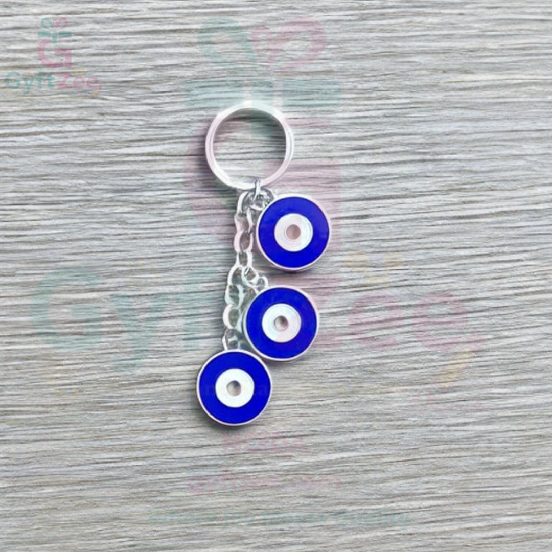 Round Metal Evil Eye Keychain | 3-Circle Pocket Keyring (Must Have)