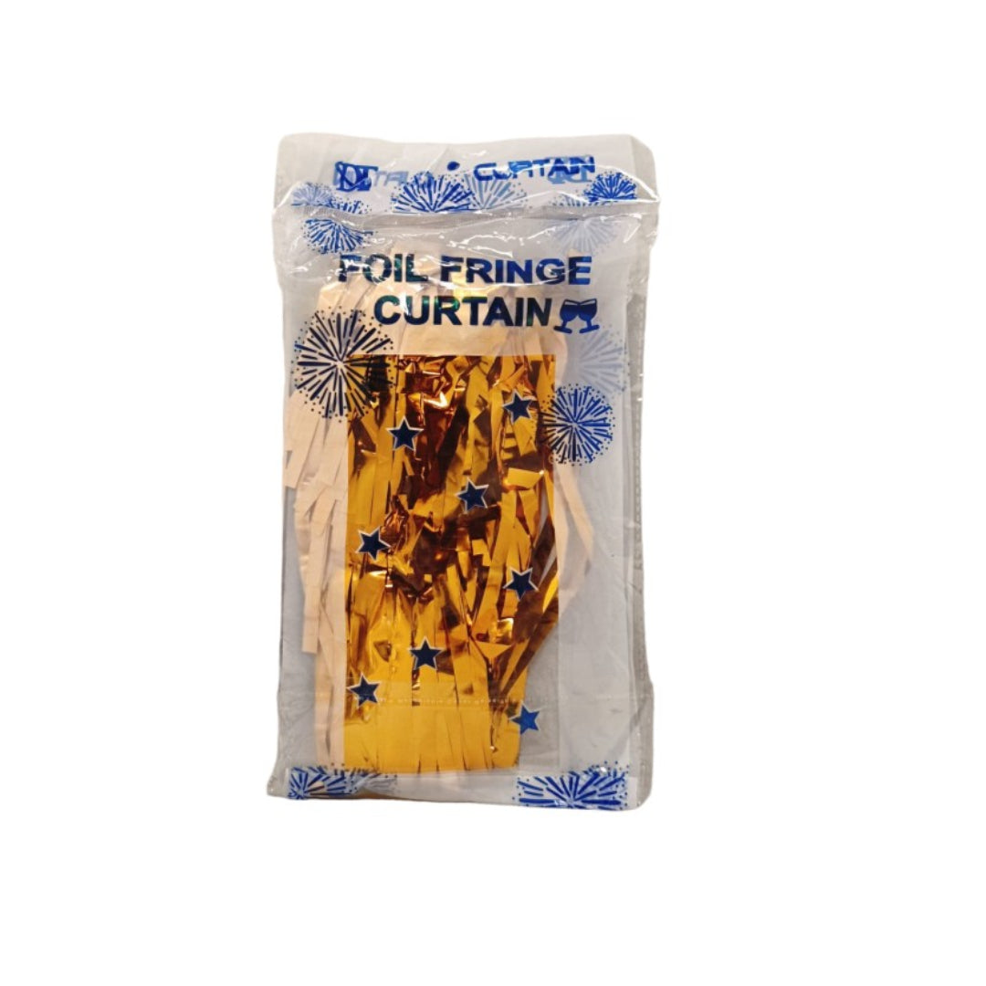 Gold Color Foil Fringe Curtain – 3x6 ft for Birthday & Decoration (1 Piece)