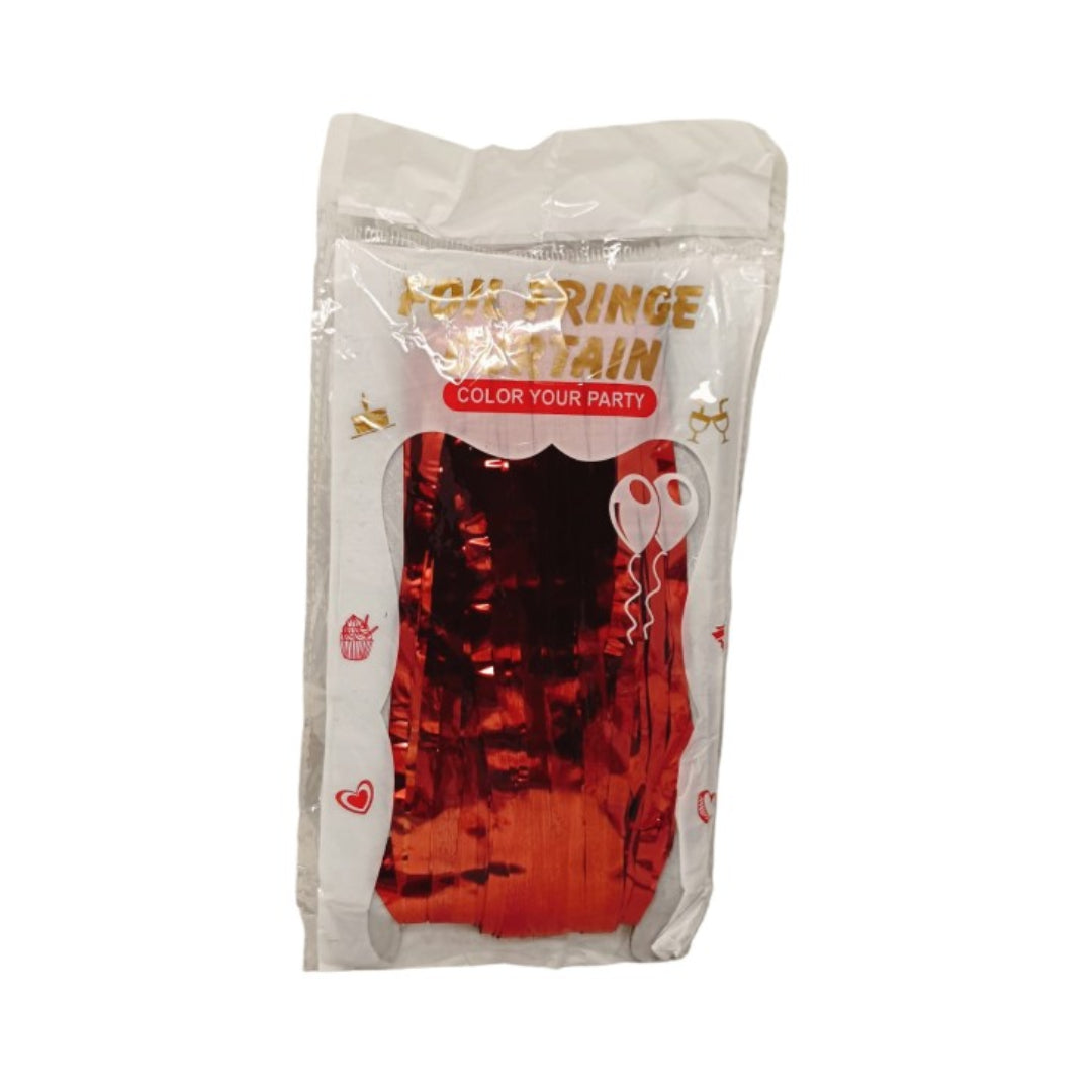 Red Color Foil Fringe Curtain – 3x6 ft for Birthday & Decoration (1 Piece)