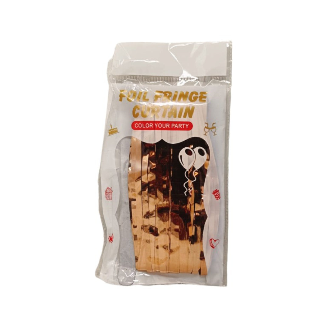 Rose Gold Color Foil Fringe Curtain – 3x6 ft for Birthday & Decoration (1 Piece)