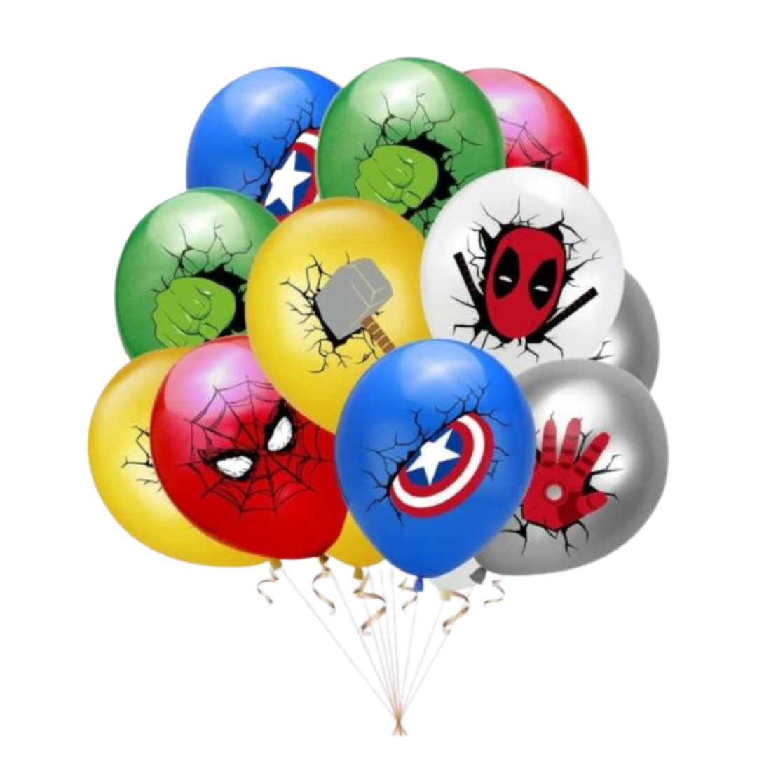 [10 pcs, Random Designs] | 12" Superhero Avengers Printed Balloons | Birthday Decoration