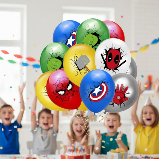 [10 pcs, Random Designs] | 12" Superhero Avengers Printed Balloons | Birthday Decoration