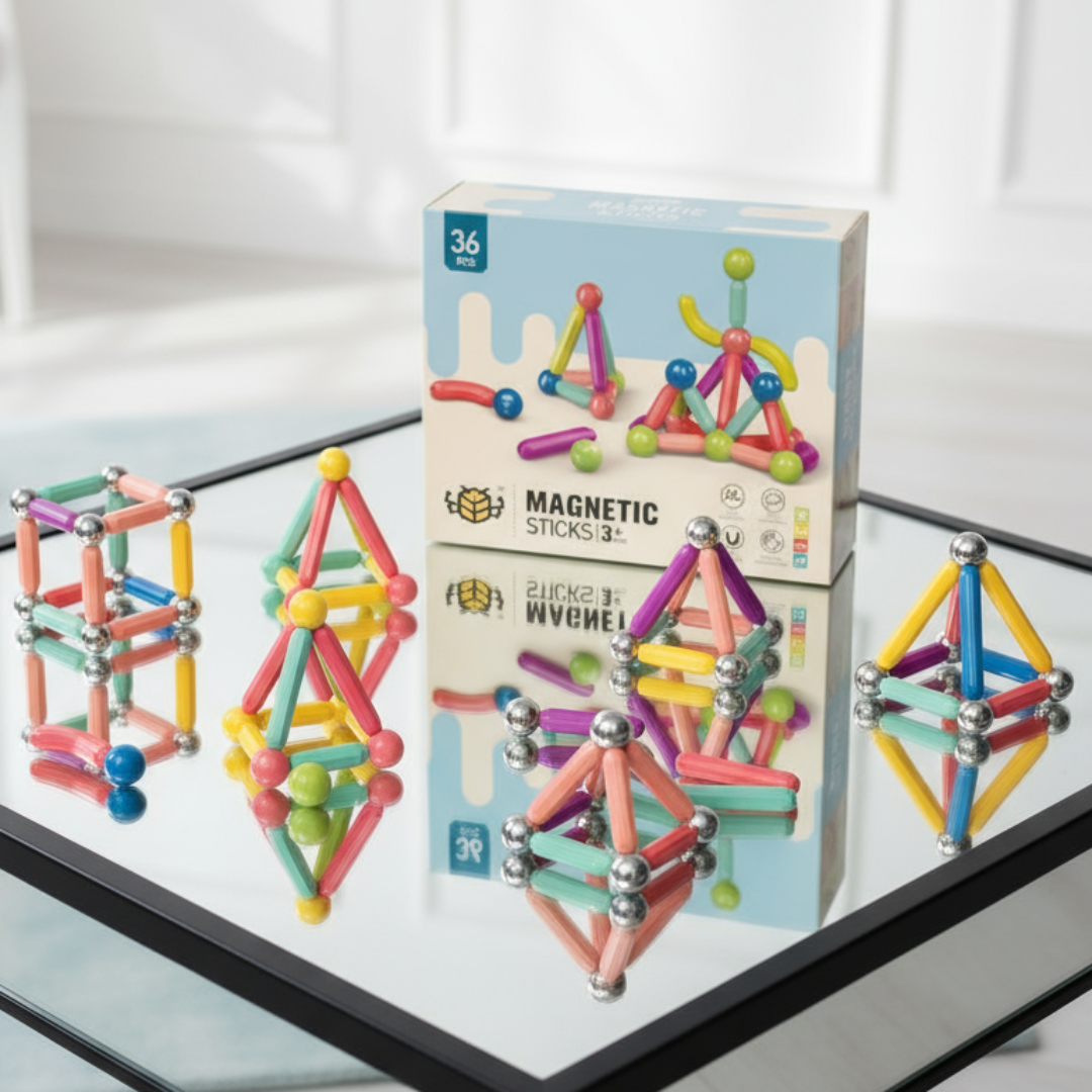 Premium Magnetic Games – 36 PCS Building Sticks & Balls Learning Toys