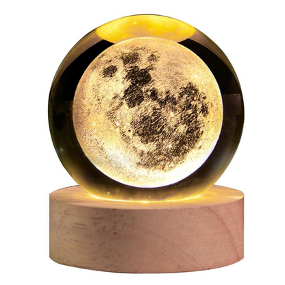 3D Crystal Moon Lamp - Engraved Crystal Ball LED Night Light