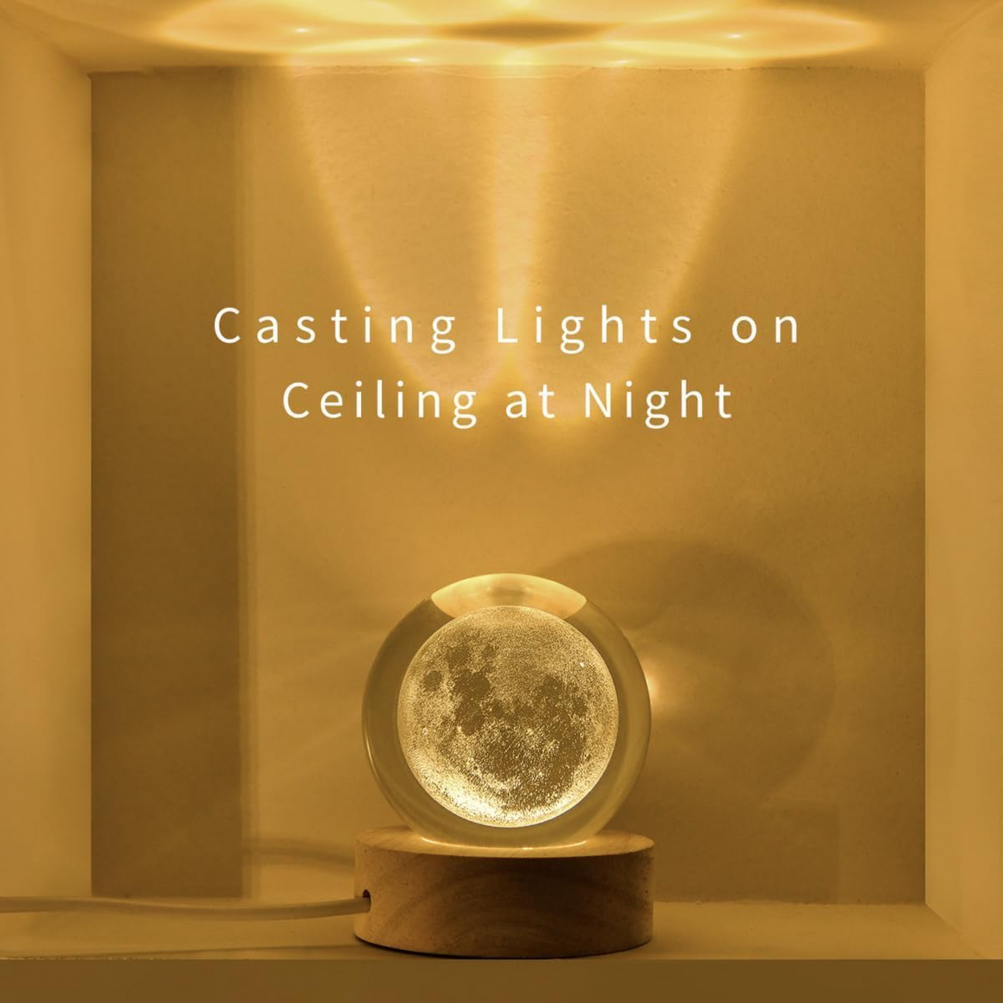 3D Crystal Moon Lamp - Engraved Crystal Ball LED Night Light