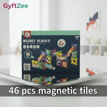 (46 Piece) Light Magnetic Tiles – 3D Educational Building Blocks for Kids