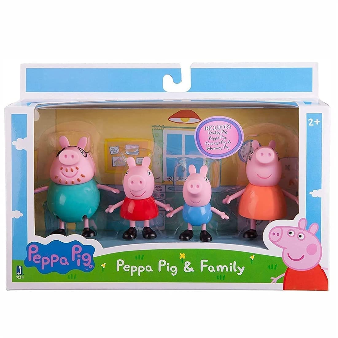 Peppa Pig Family | Pack of 4 Figures: Peppa, George, Mommy & Daddy Pig for Kids