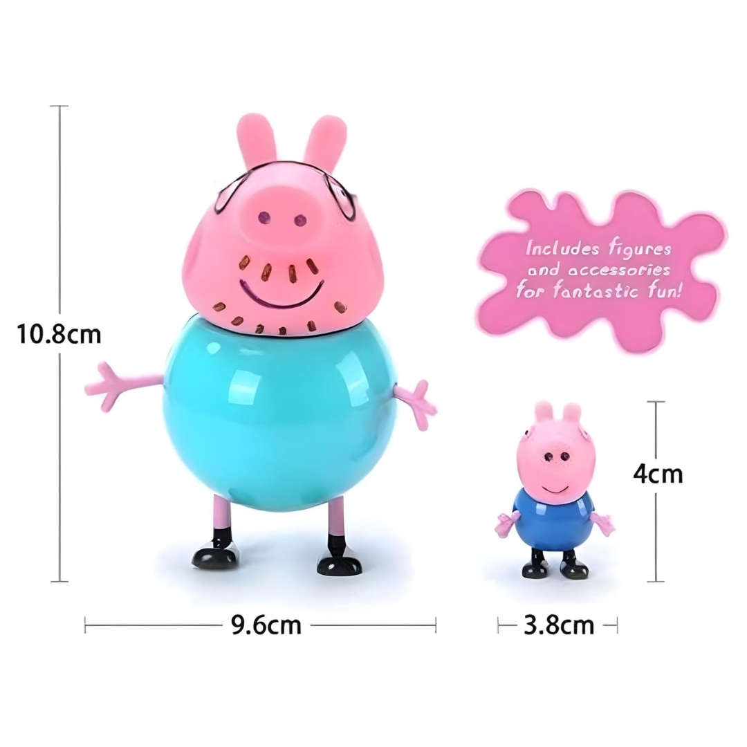 Peppa Pig Family | Pack of 4 Figures: Peppa, George, Mommy & Daddy Pig for Kids
