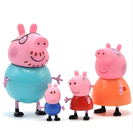 Peppa Pig Family | Pack of 4 Figures: Peppa, George, Mommy & Daddy Pig for Kids