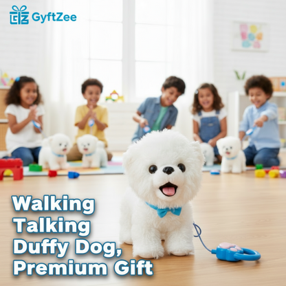 Children playing with toy dogs in a classroom setting
