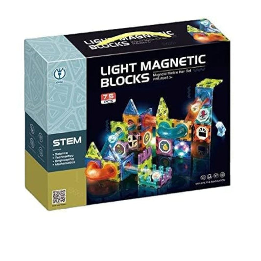 (75 Piece) Light Magnetic Tiles – 3D Educational Building Blocks