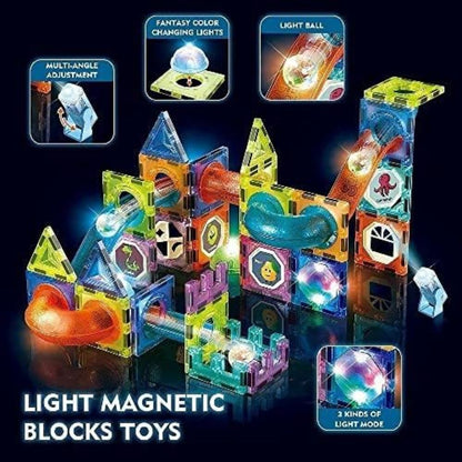 (75 Piece) Light Magnetic Tiles – 3D Educational Building Blocks