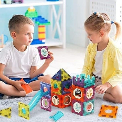 (75 Piece) Light Magnetic Tiles – 3D Educational Building Blocks