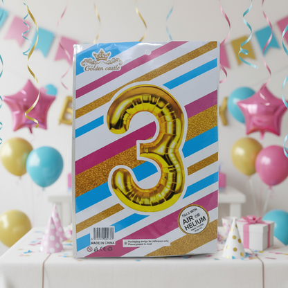 Foil/Helium 16” Balloon Number 3 for Age
