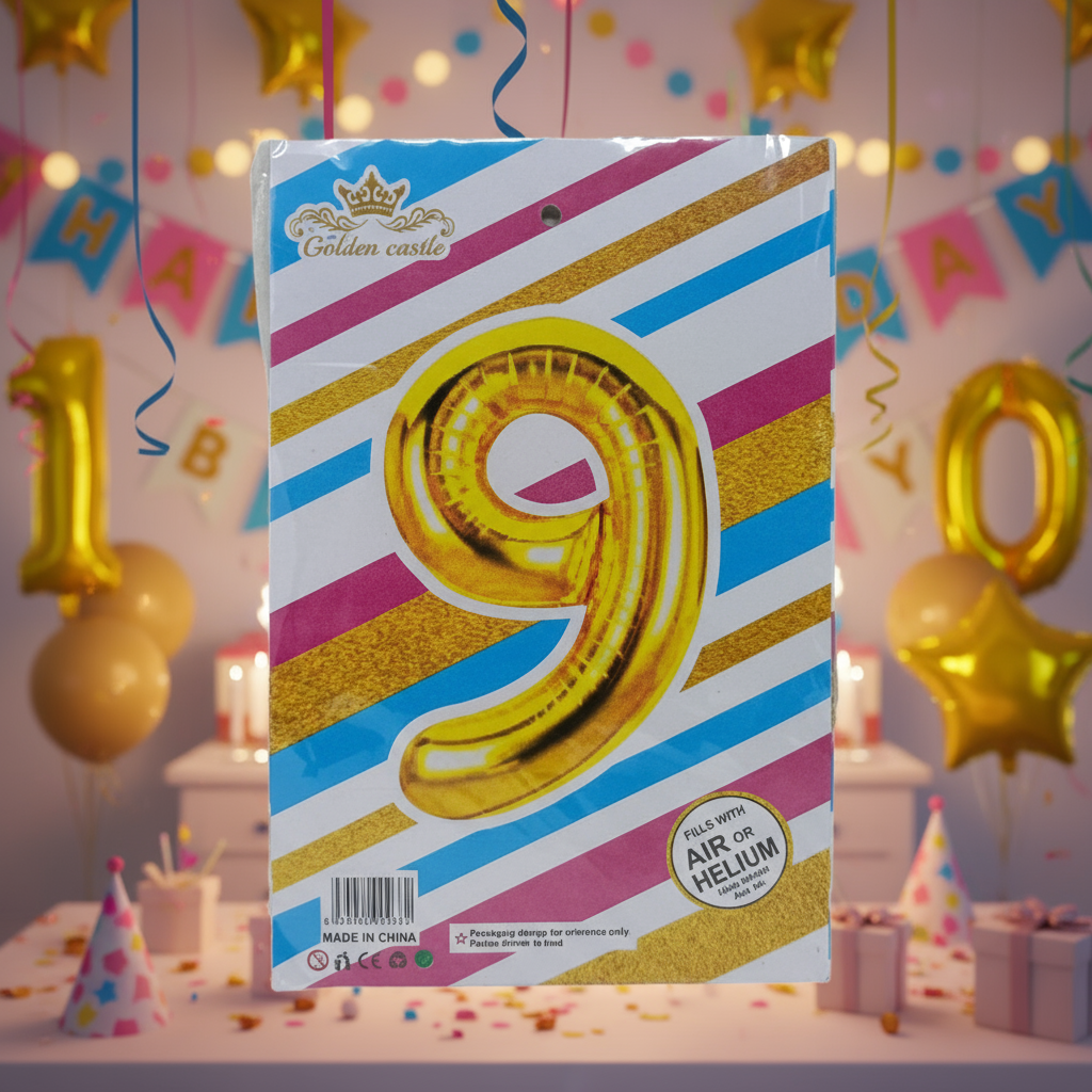 Foil/Helium 16” Balloon Number 9 for Age