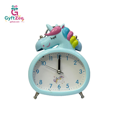 [Random color] Unicorn Analog Alarm Clock with Pen Holder for Kids’ Bedroom – Multifunctional Desk Clock