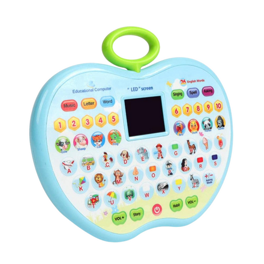 Apple-Shaped Learning Laptop Toy for Kids | LED Display, Music, Alphabets, Numbers, Animals