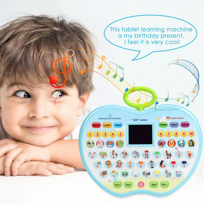 Apple-Shaped Learning Laptop Toy for Kids | LED Display, Music, Alphabets, Numbers, Animals