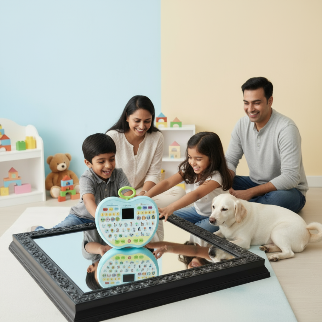 Apple-Shaped Learning Laptop Toy for Kids | LED Display, Music, Alphabets, Numbers, Animals