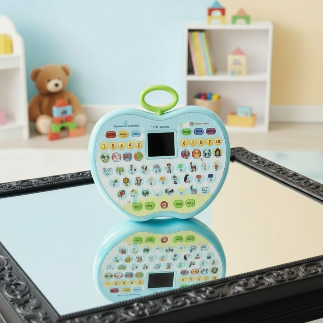Apple-Shaped Learning Laptop Toy for Kids | LED Display, Music, Alphabets, Numbers, Animals
