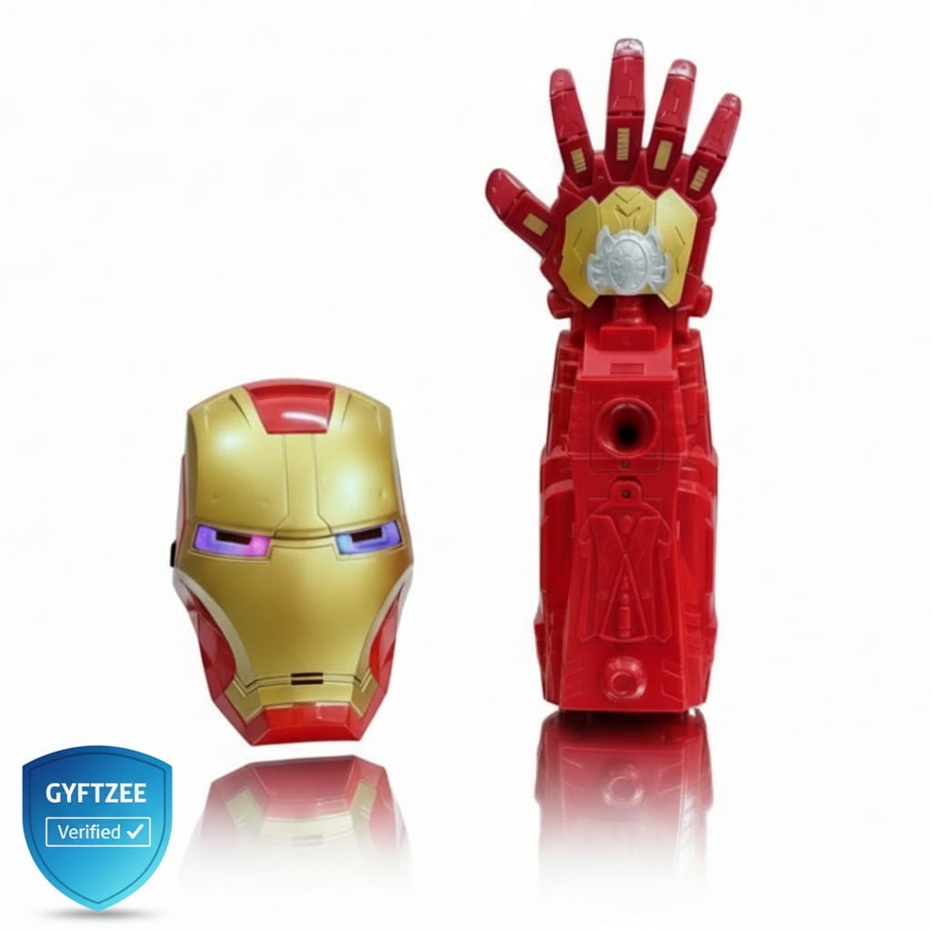 Iron Man LED Light Mask + Electric Arm Repeater Bomb Launcher Toy – Je ...