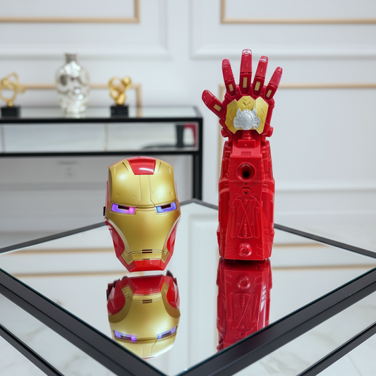 Iron Man LED Light Mask  + Electric Arm Repeater Bomb Launcher Toy – Jellyshot Water Bullets