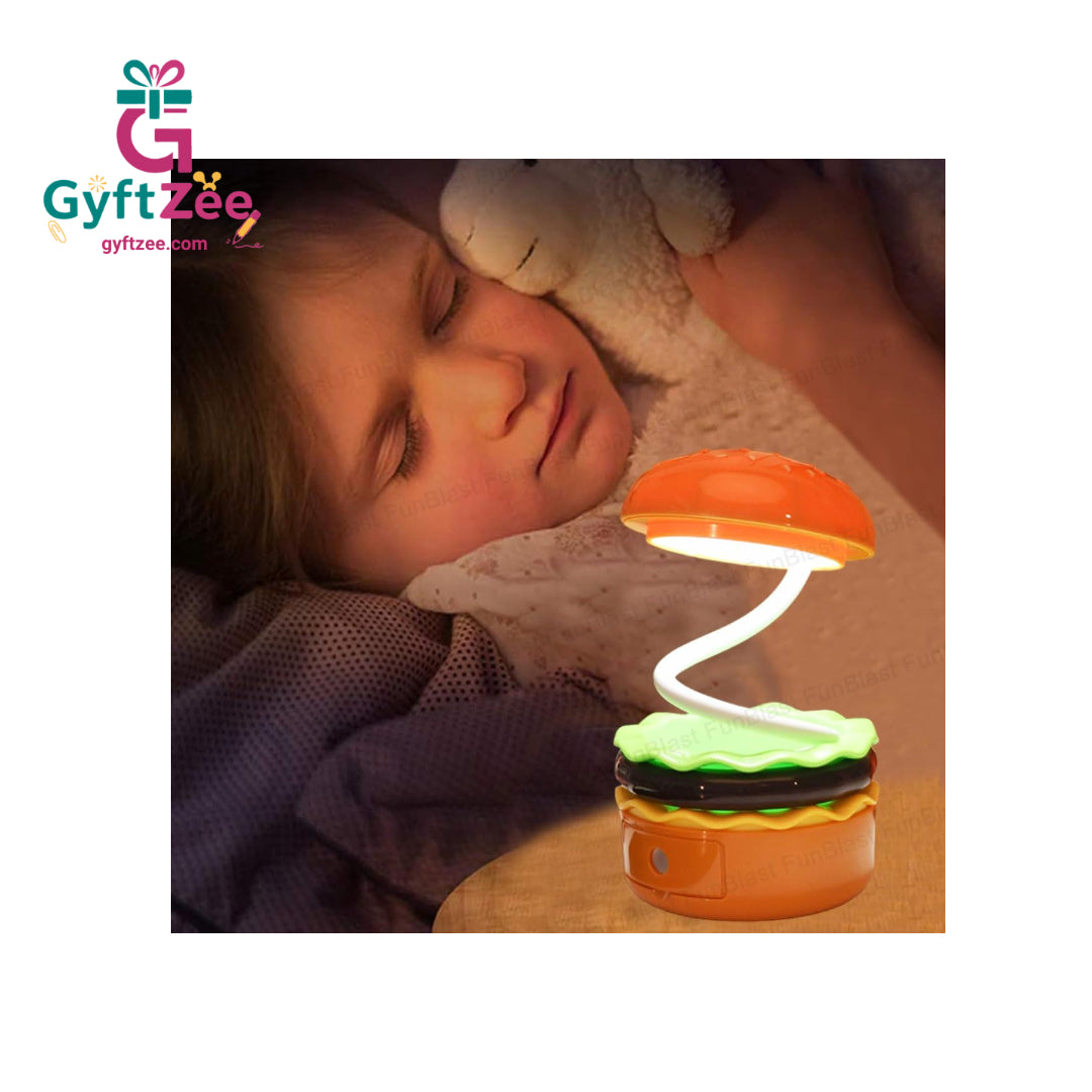Kids Burger Lamp with Pencil Sharpener | Rechargeable LED Light for Study & Decor