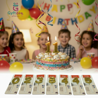 Children celebrating a birthday with a cake and candles, featuring the brand 'Gyftzee'.