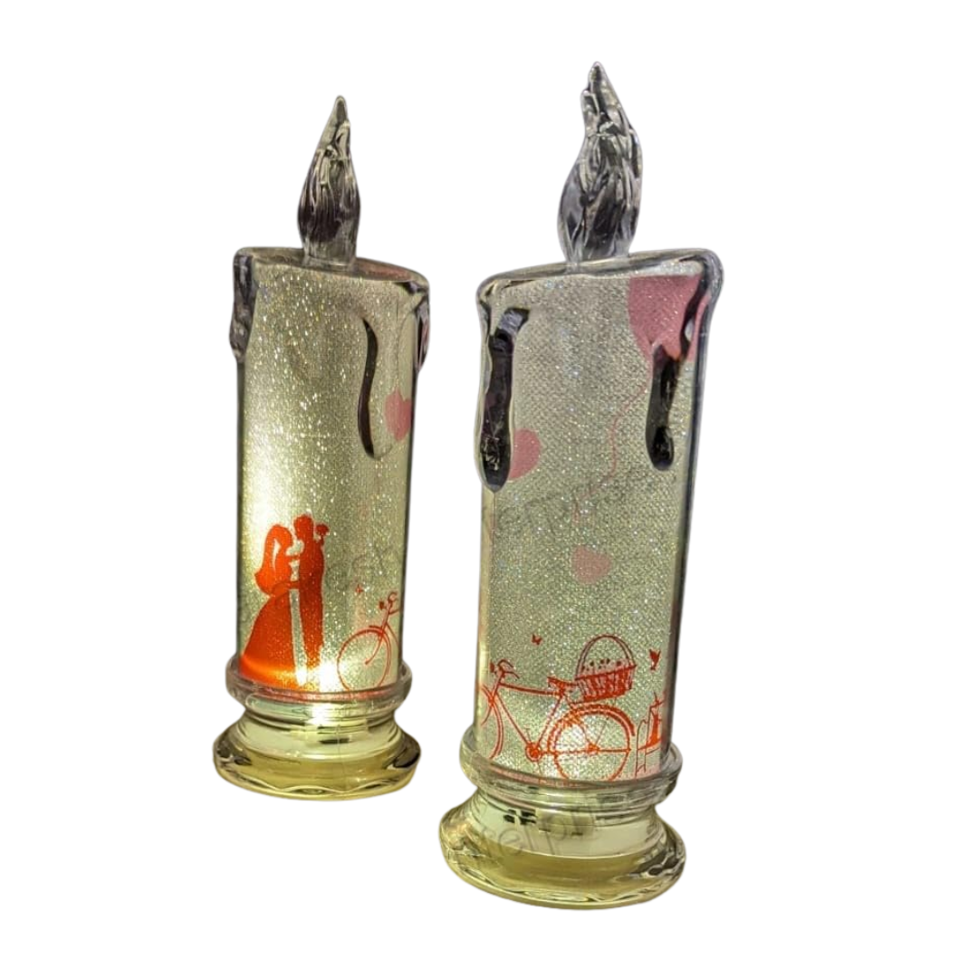 Romantic LED Crystal Candle (Random Design) | Perfect Decor & Gift | Glitter Wax Drip Tealight