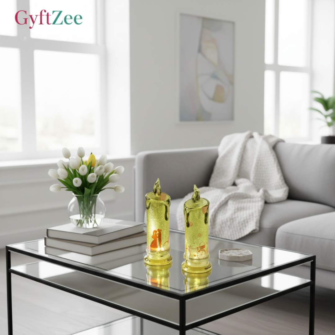 [2 pcs, Random Design, approx 5”] Romantic LED Crystal Candle| Decor & Gift | Kids