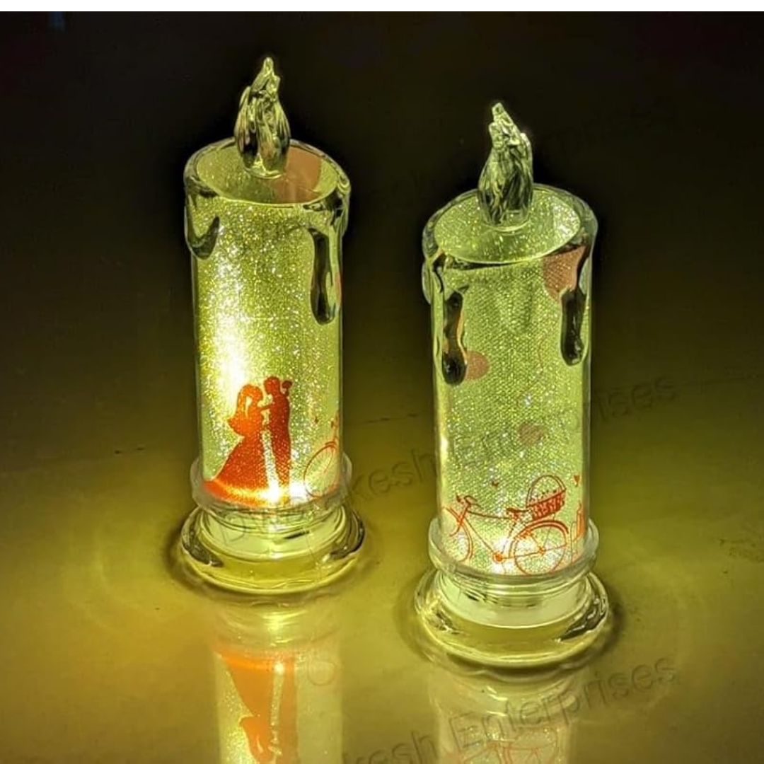 Romantic LED Crystal Candle (Random Design) | Perfect Decor & Gift | Glitter Wax Drip Tealight