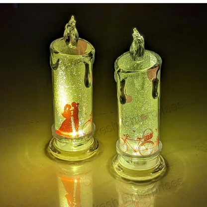 Romantic LED Crystal Candle (Random Design) | Perfect Decor & Gift | Glitter Wax Drip Tealight