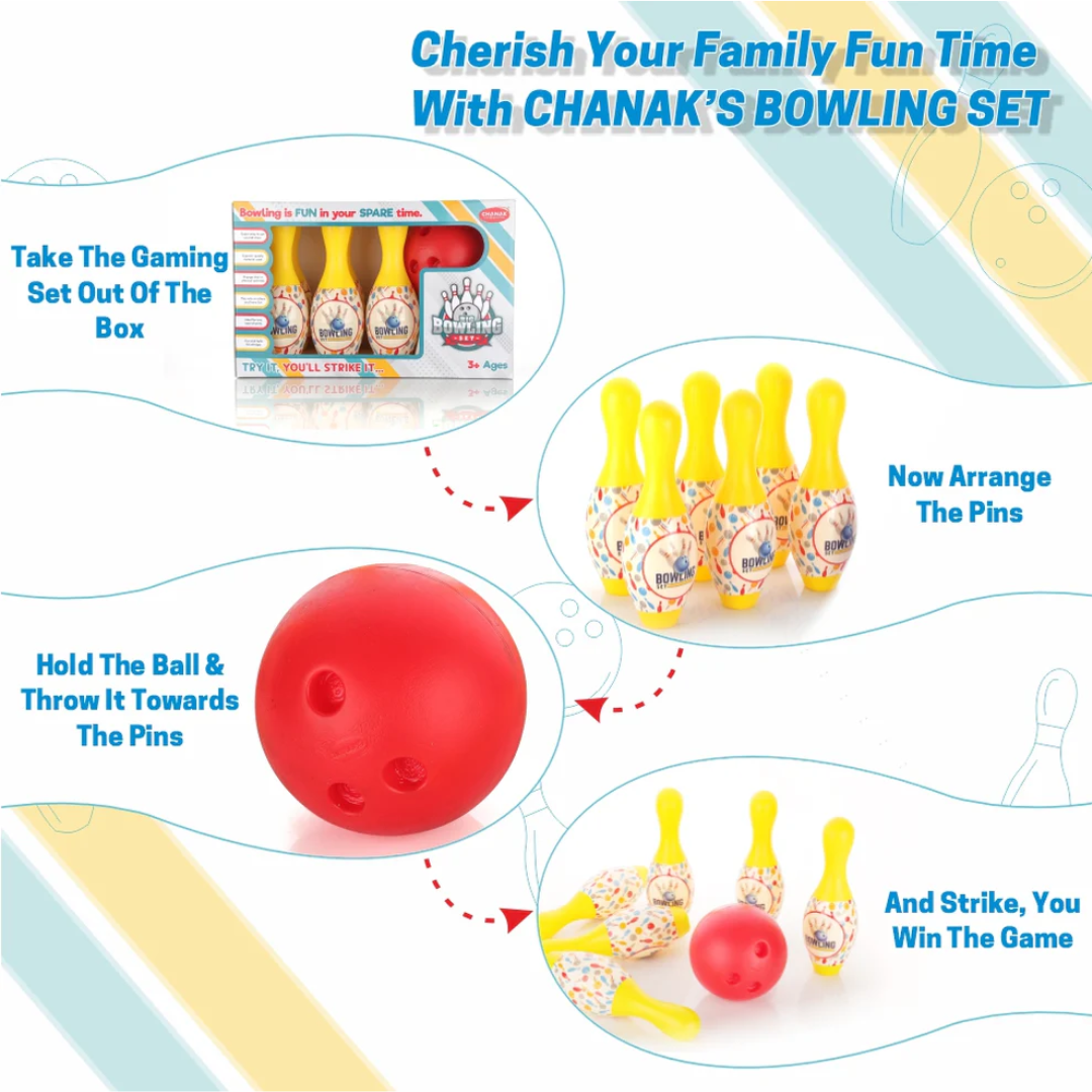 Big Bowling Game Set for Kids – Indoor Sports Toy with 6 Pins & 1 Ball