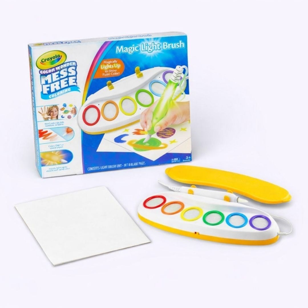 Crayola Magic Light Brush set with packaging on a white background