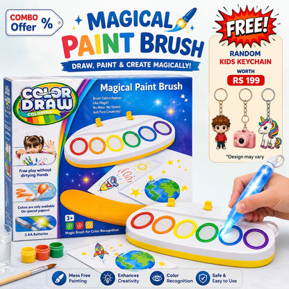 Color Draw Magical Paint Brush set with packaging and a hand holding the brush.
