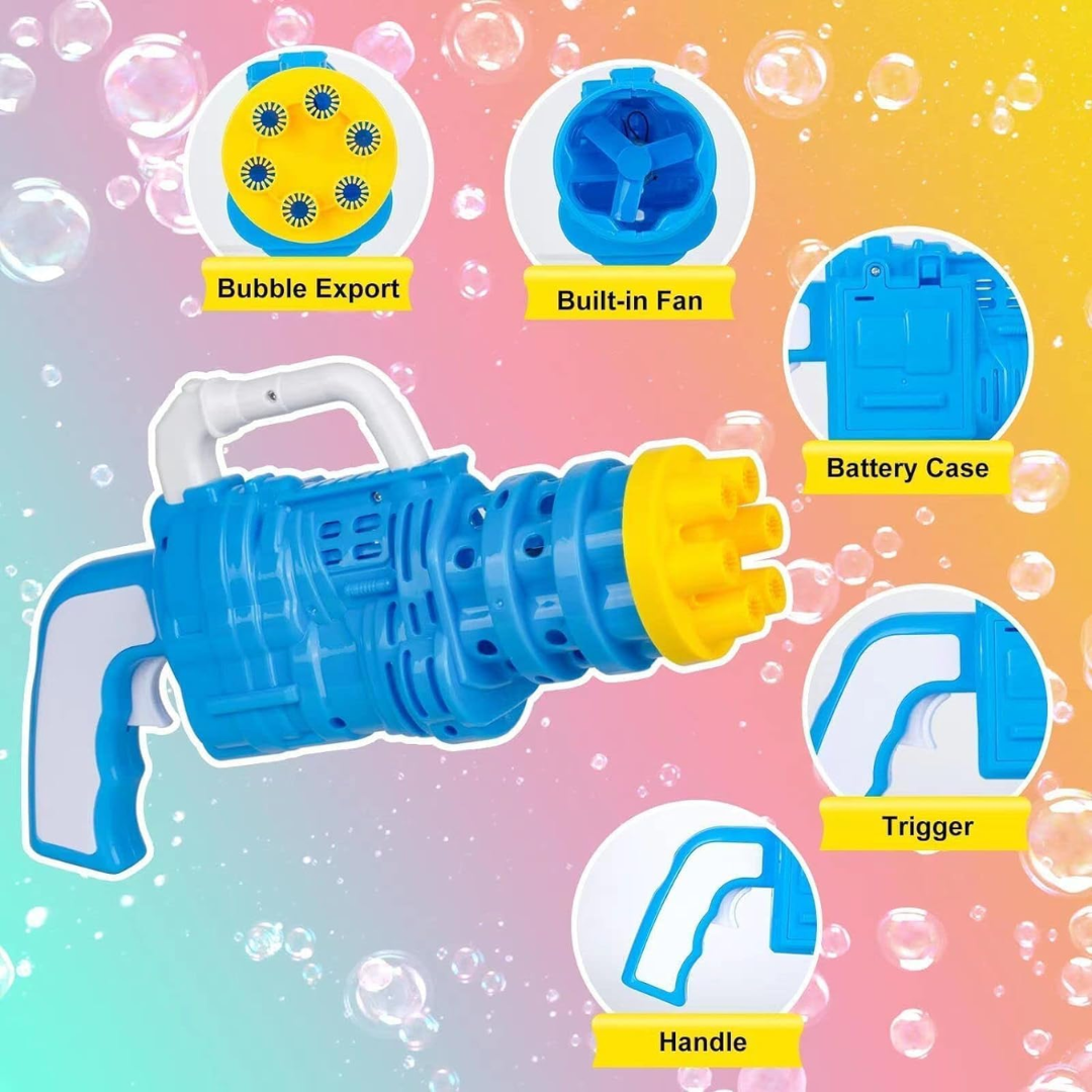 (Random color) Bubble Blaster Gatling Gun Toy for Kids – Party Gift with Soap Solution