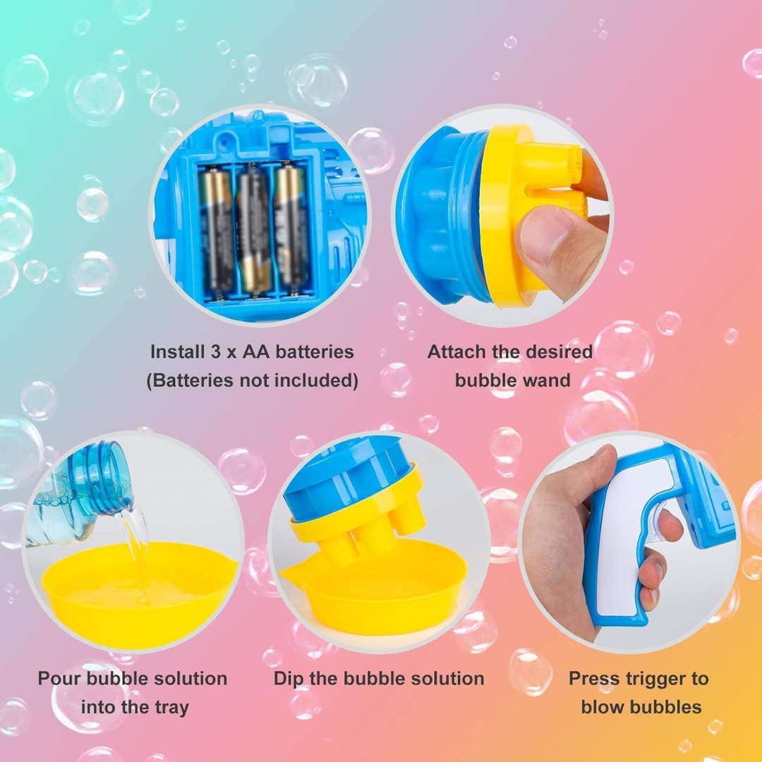 (Random color) Bubble Blaster Gatling Gun Toy for Kids – Party Gift with Soap Solution