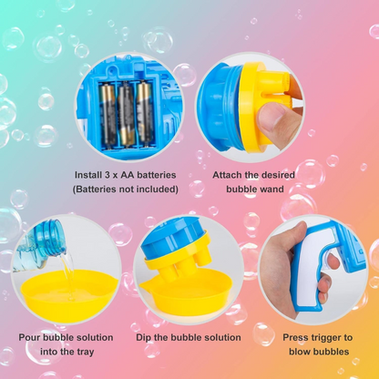 (Random color) Bubble Blaster Gatling Gun Toy for Kids – Party Gift with Soap Solution