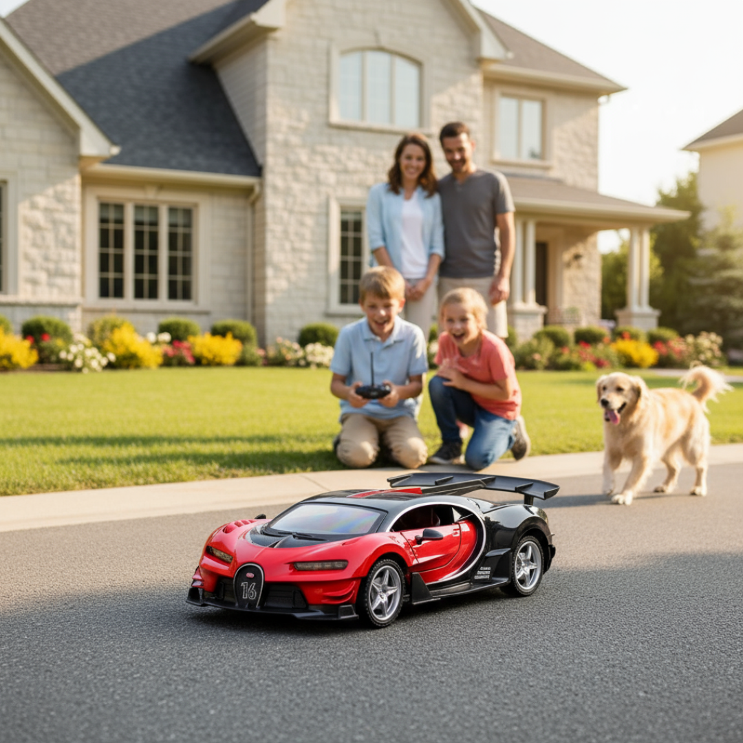 [Random color] Luxury Bugatti Style RC Car Toy | Rechargeable Remote Control with Opening Doors | Premium Design