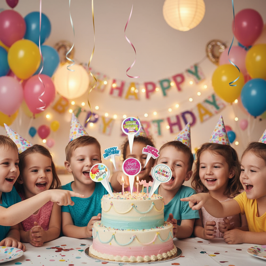 [Random mix design, 10 pcs] Happy Birthday Cake Toppers | Paper Cake Decoration | Parties & Bakeries