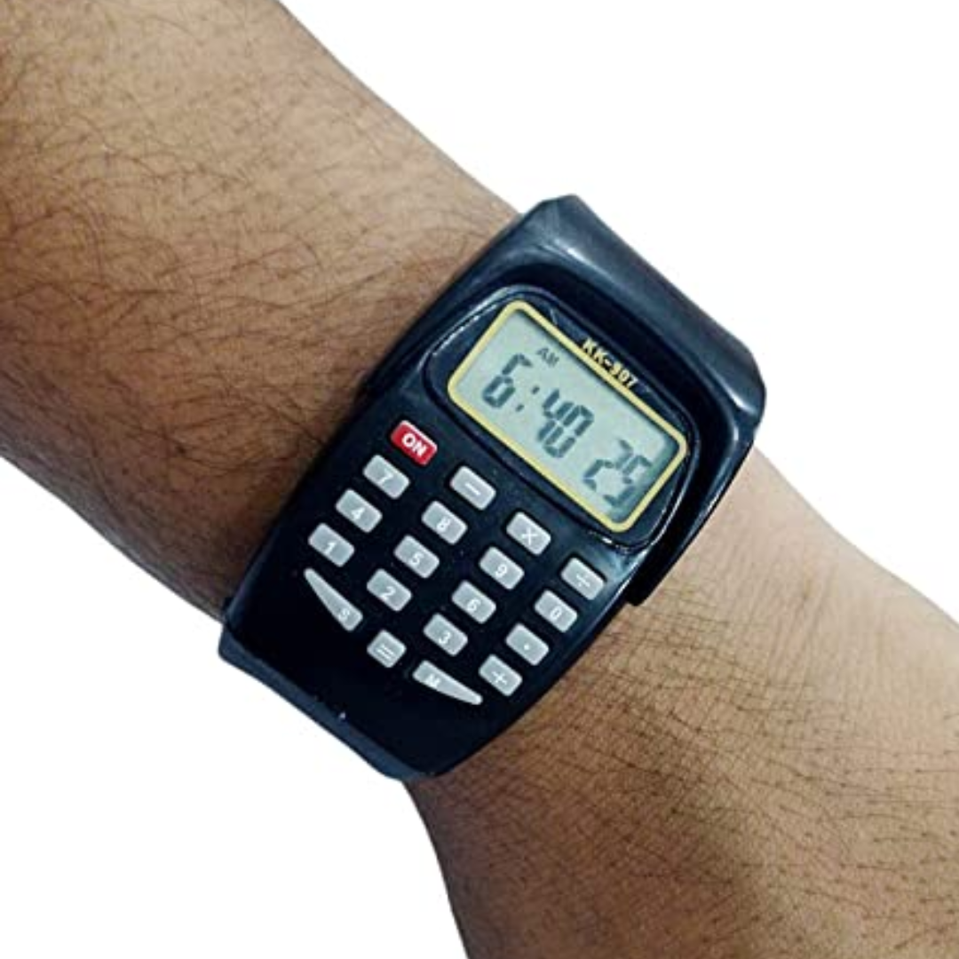 (Black color) Kids Digital Calculator Watch with Rubber Strap – Multi-Function Time & Maths