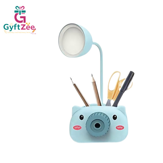 Kids Pig Camera LED Table Lamp with Pencil Holder, Stationery Organizer, Mobile Stand & Sharpener