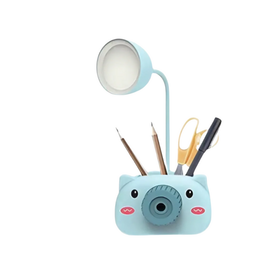 Kids Pig Camera LED Table Lamp with Pencil Holder, Stationery Organizer, Mobile Stand & Sharpener