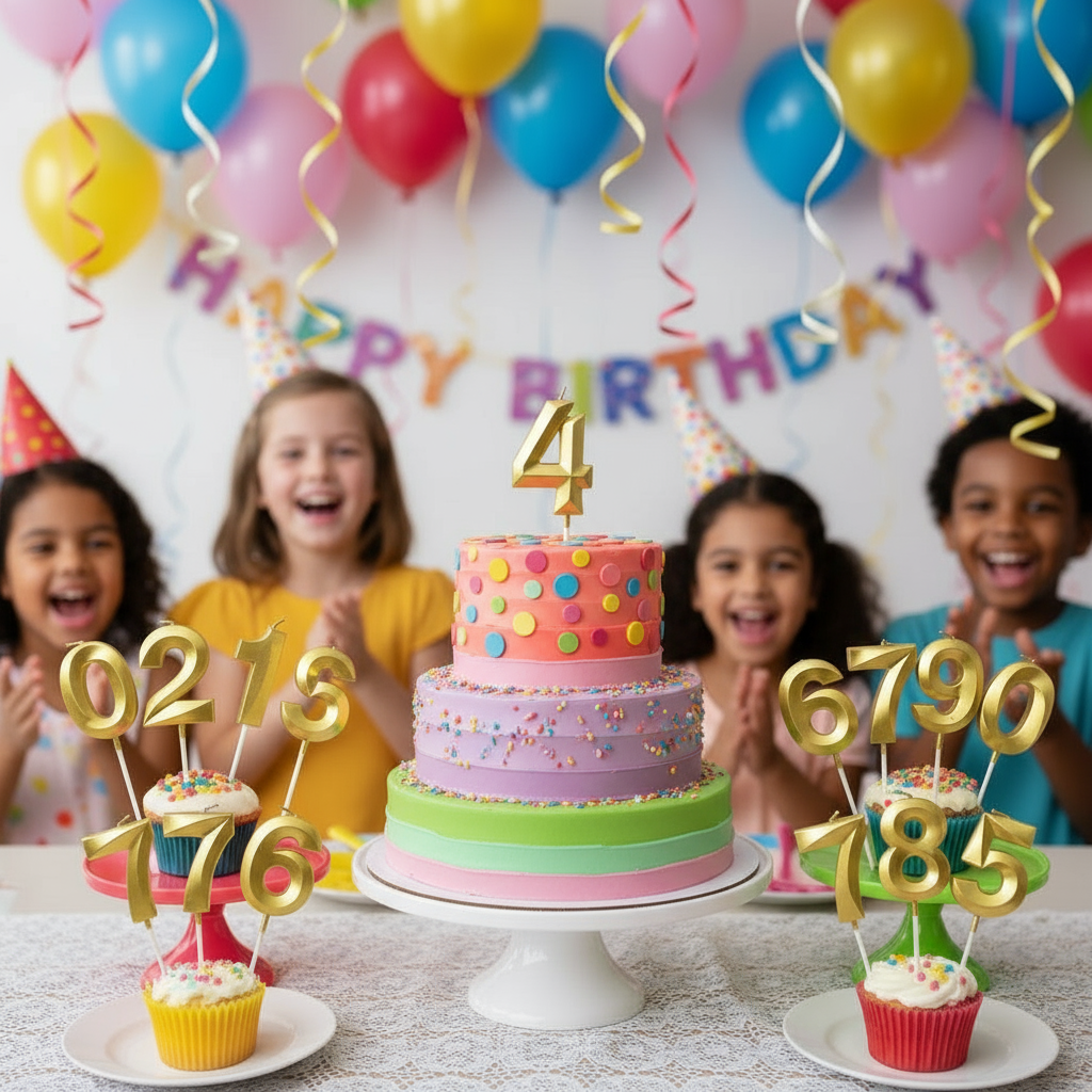 Number "4" Cake Topper Candle - Perfect for Birthday & Anniversary Celebrations