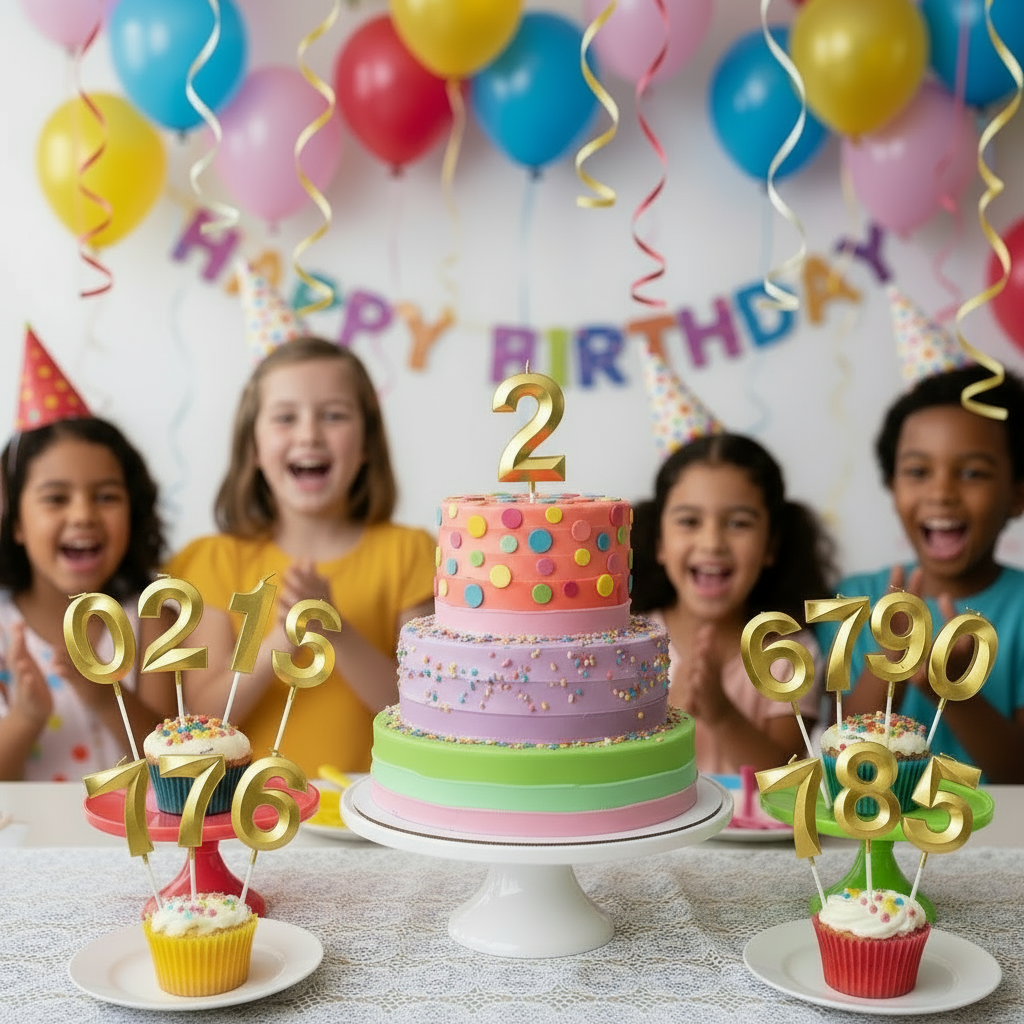 Number "2" Cake Topper Candle - Perfect for Birthday & Anniversary Celebrations